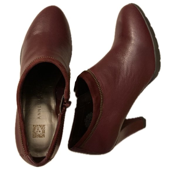 Anne Klein Dalayne Red Leather Ankle Booties - Picture 5 of 12